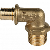 Угольник-переходник с наружной резьбой 20xR 3/4" для труб из сшитого полиэтилена аксиальный STOUT